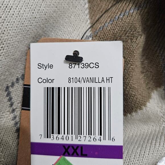 NEW Argyle Sweater Mens  Grandpacore Vanilla Neutral Knit XXL by Dockers Preppy - Picture 8 of 14